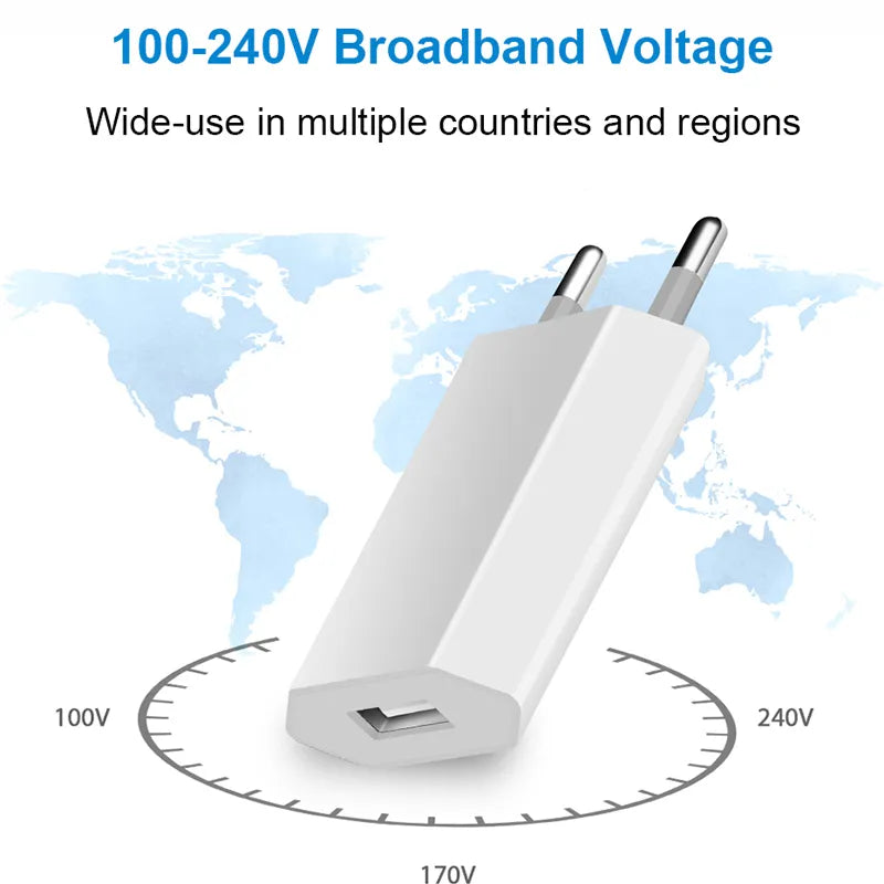 USB Phone Charger 5V 1A Travel Wall EU Plug For Mobile Phone Charger AC Adapter For iPhone 6 6S 5 5S SE USB Cable Charger