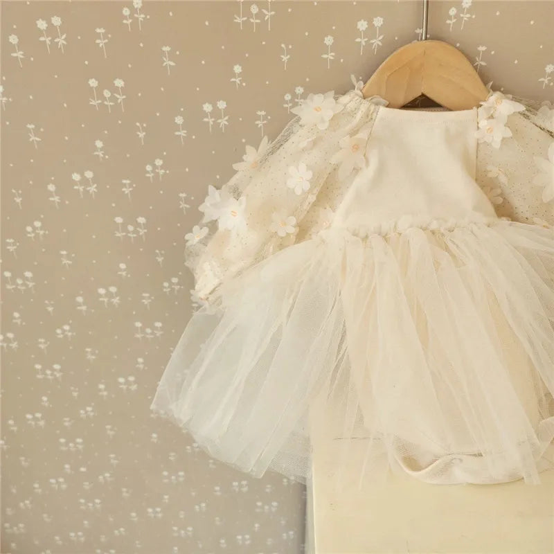 Newborn Girl Dresses Spring Cute Baby Wear Christening Party Wedding Dress Baby Girl Romper Infantil Princess Baptism Clothes