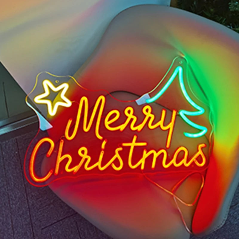 Merry Christmas Neon Signs   Christmas Tree Led  Light for Bar Pub Club Home Wall Flex Neon Lights Wedding Home Party Decor