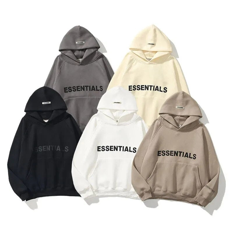 Essentials Hoodie Men's Reflective Letter Printed Oversized Hoodies Sweatshirts Women Fashion Pullover Hip Hop Street Sweat Tops