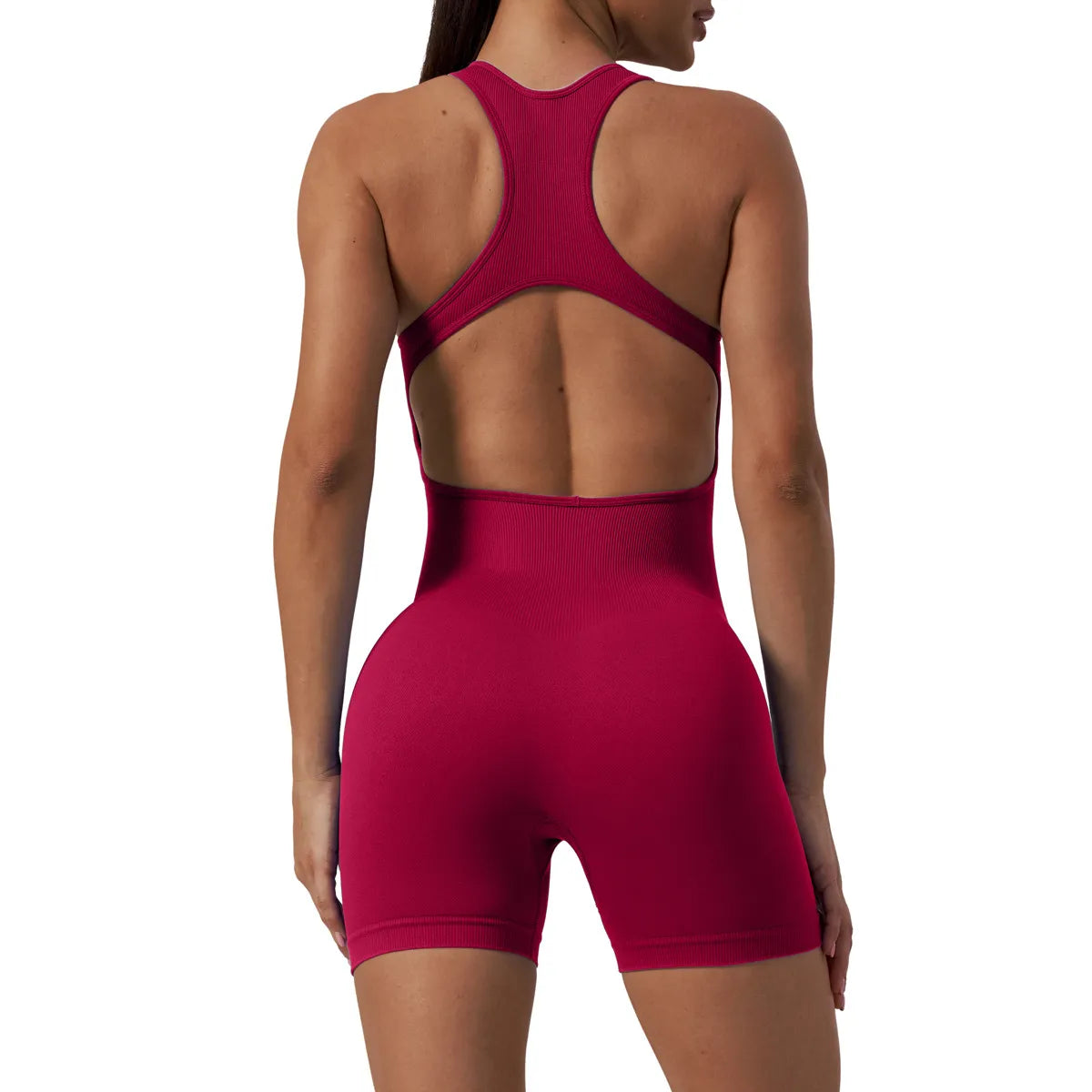 2023 New Yoga Jumpsuit Seamless Ribbed Sleeveless Shorts Sexy Cutout Backless Top Women Playsuit Gym Wear Summer Workout Clothes