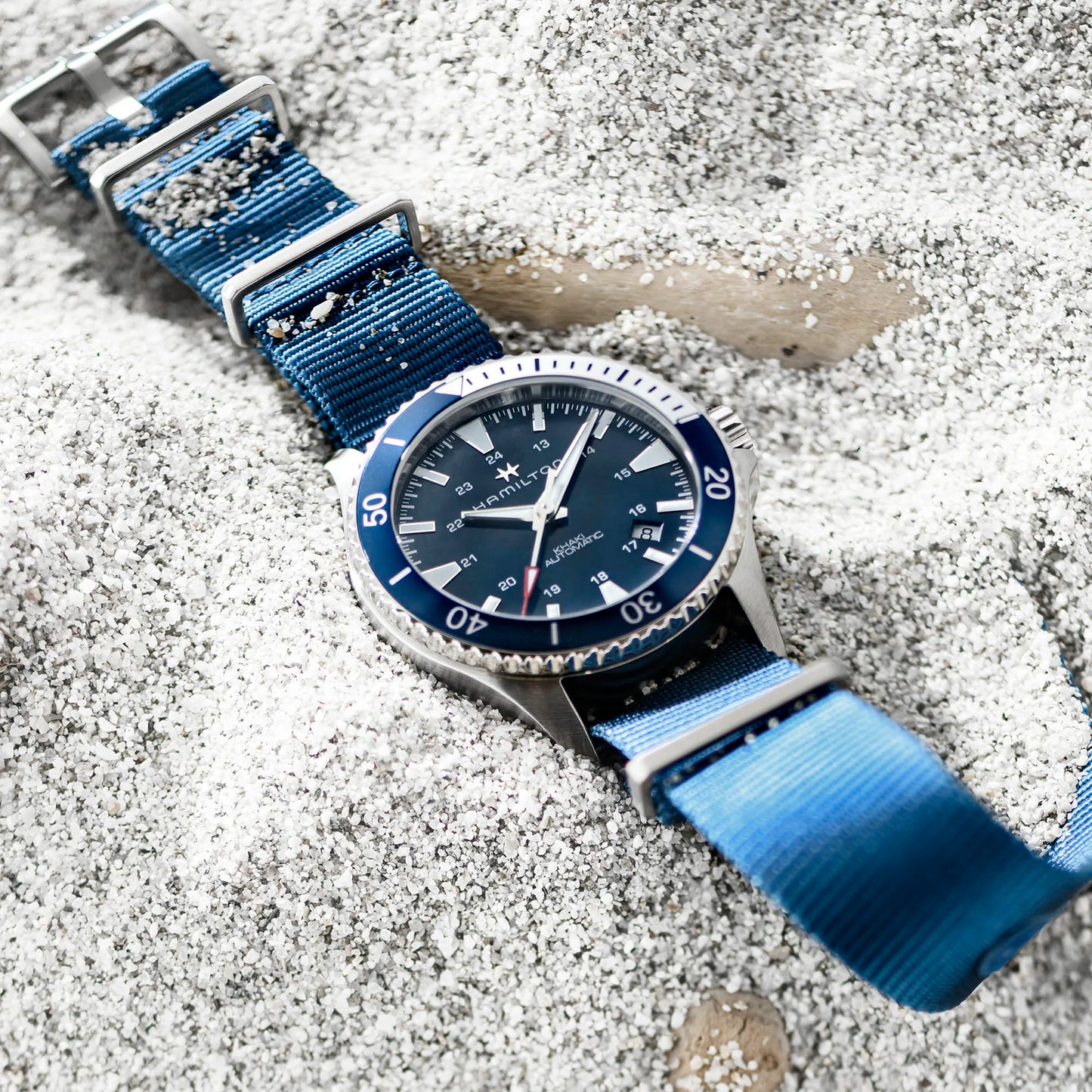 Hamilton Men's Quartz Watches Sport Casual Knitted canvas Stainless Steel Band Exquisite Luxury Brand 3Bar Waterproof CN