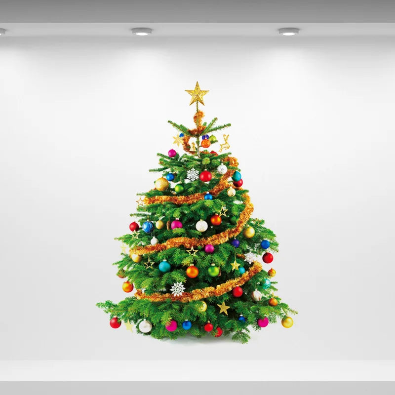 New Christmas Tree Wall Stickers For Living Room Kids Room Home Decoration Wall Decals For Glass Window Shop Showcase Home Decor
