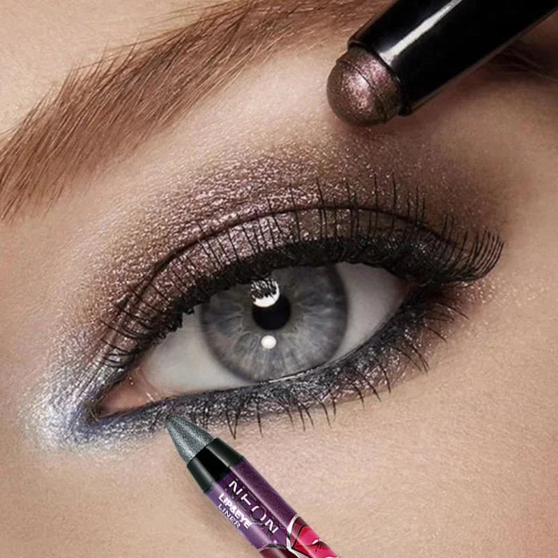 2 In 1 Pearlescent Eyeshadow Lipstick Stick Pencil Waterproof Glitter Matte Eye Shadow Makeup Pigment Silkworm Eyeshadow Pen