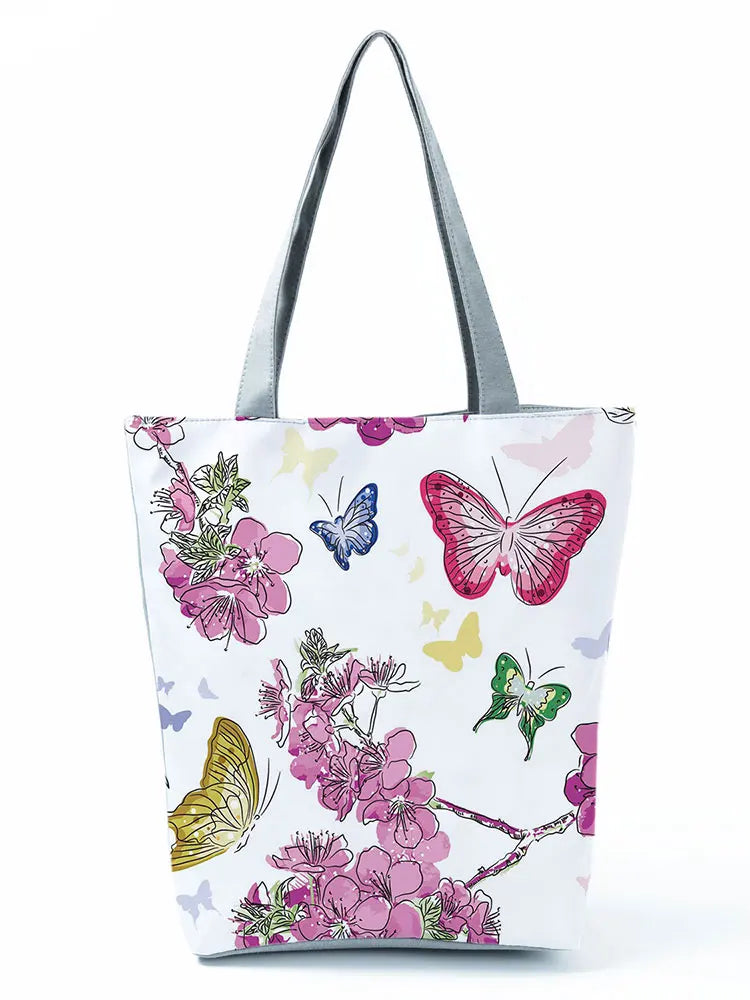 Simple Style Bee Butterfly Printed Shoulder Bag Female Beautiful Travel Shipping Tote Bag Portable Lunch Box Bento Outdoor Packs