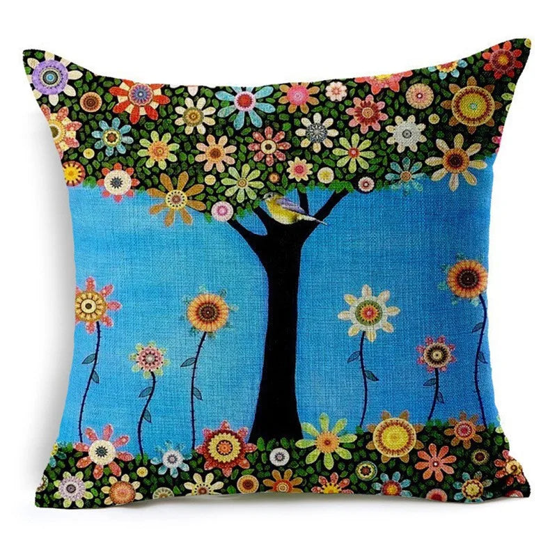 45x45cm cozy couch Cushion colorful Trees Printed home sofa pillow Bed Home Decorative Pillow square plain Fundas Para Almofadas
