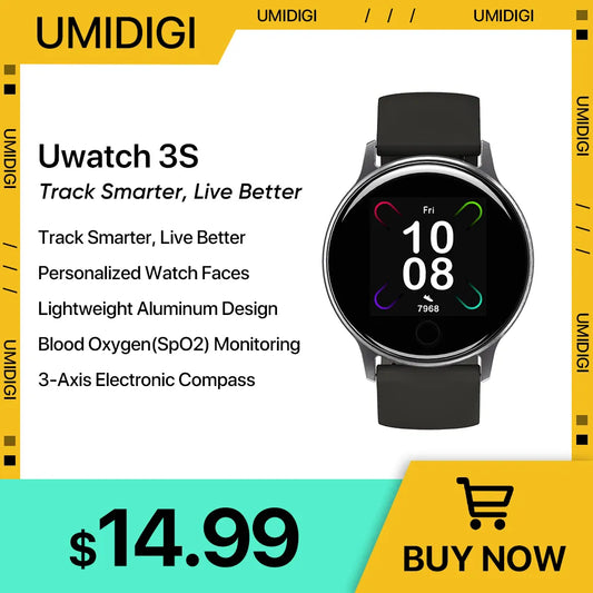 UMIDIGI Uwatch 3S 1.3" Smart Watch Fitness Tracker Heart Rate Sleep Monitoring Sport SmartBand Clock Smartwatch For Men Women