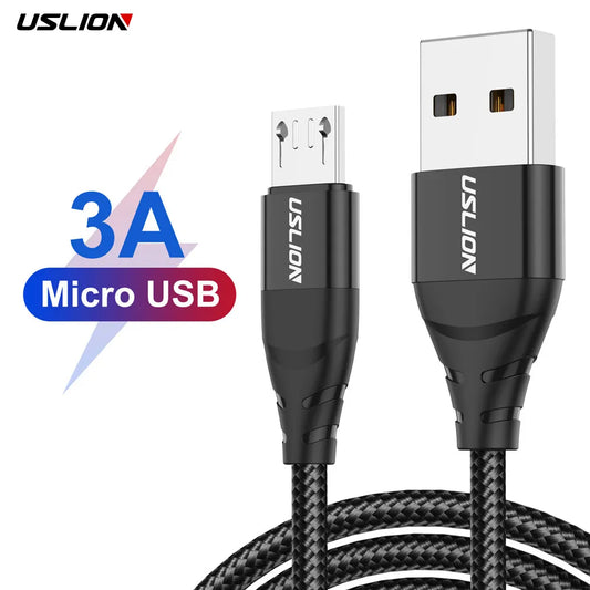 USLION Micro USB Cable 3A Quick Charge For Xiaomi Mobile Phone Fast Charging USB Cable Data Charger Wire Micro USB Cables Cord