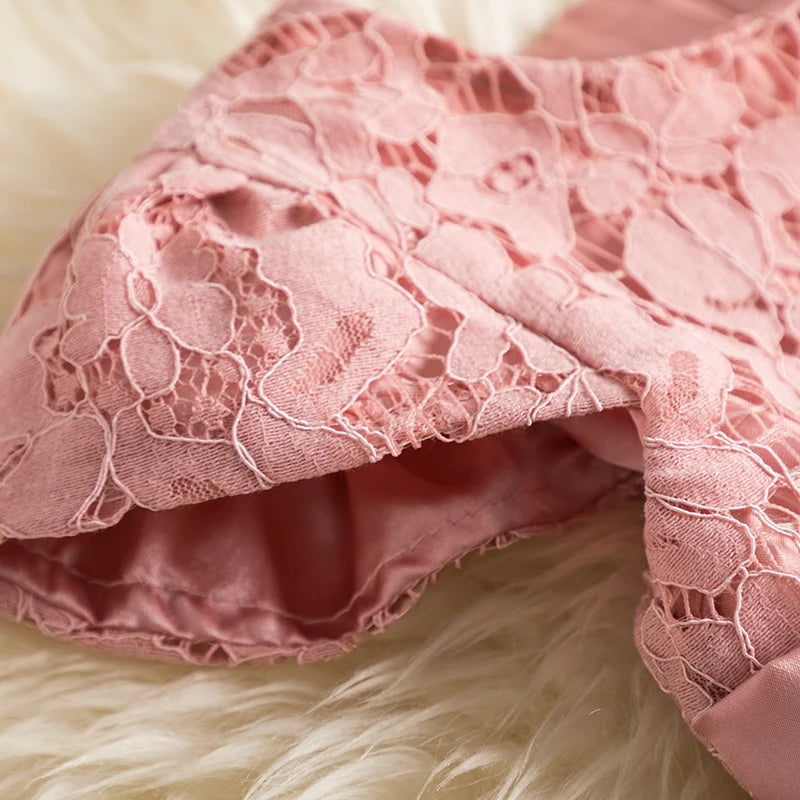 Summer Lace Dresses for Girls Pink Tutu Party Dress Kids Children Clothing Casual Wear Clothes Toddler Girl 1 2 3 4 5 Years