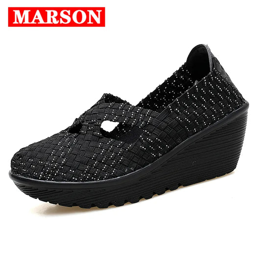 New spring women platform shoes women slip on casual hand made breathable woven shoes wedge sandals shoes women footwear shoes