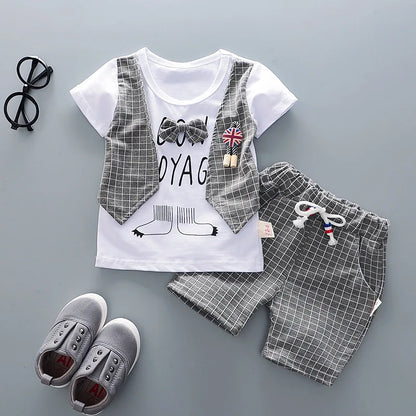 Cotton Boys Clothes Sets Suit For Boy Summer Shirts Shorts 2 pieces Suit Children Set Clothing Kids New baby Toddler 1 year Wear