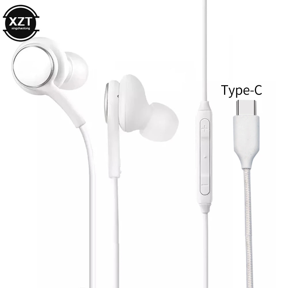 for Samsung Type C Earphone USB-C Jack Headset Earpiece Mic Volume Control In-ear Wired for Galaxy A8S Note 10 for Huawei