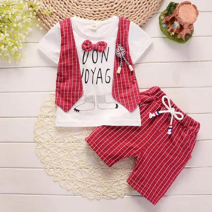 Cotton Boys Clothes Sets Suit For Boy Summer Shirts Shorts 2 pieces Suit Children Set Clothing Kids New baby Toddler 1 year Wear