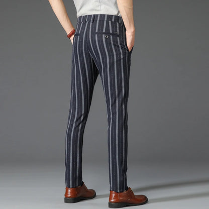 5 Colors Formal Dress Pants Men Fashion Office Trousers Man Stretch Striped Wedding Business Cotton Black Pant for Male 30-38