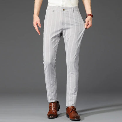 5 Colors Formal Dress Pants Men Fashion Office Trousers Man Stretch Striped Wedding Business Cotton Black Pant for Male 30-38