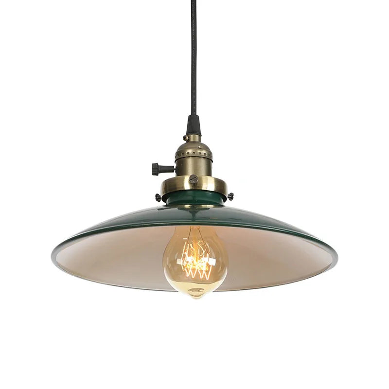 60W Retro Retro Loft Style Edison Vintage Industrial Pendant Light Lamp with White Metal Plate Shade,Luminarias