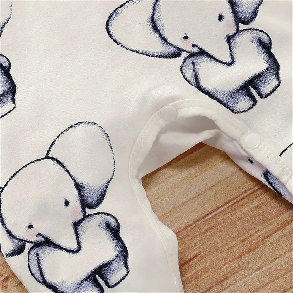 ZAFILLE Cartoon Elephant Baby Romper For Newborns Sleepwear Long Sleeve Kids Boys Crawlers Spring Children's Overalls Boys Wear