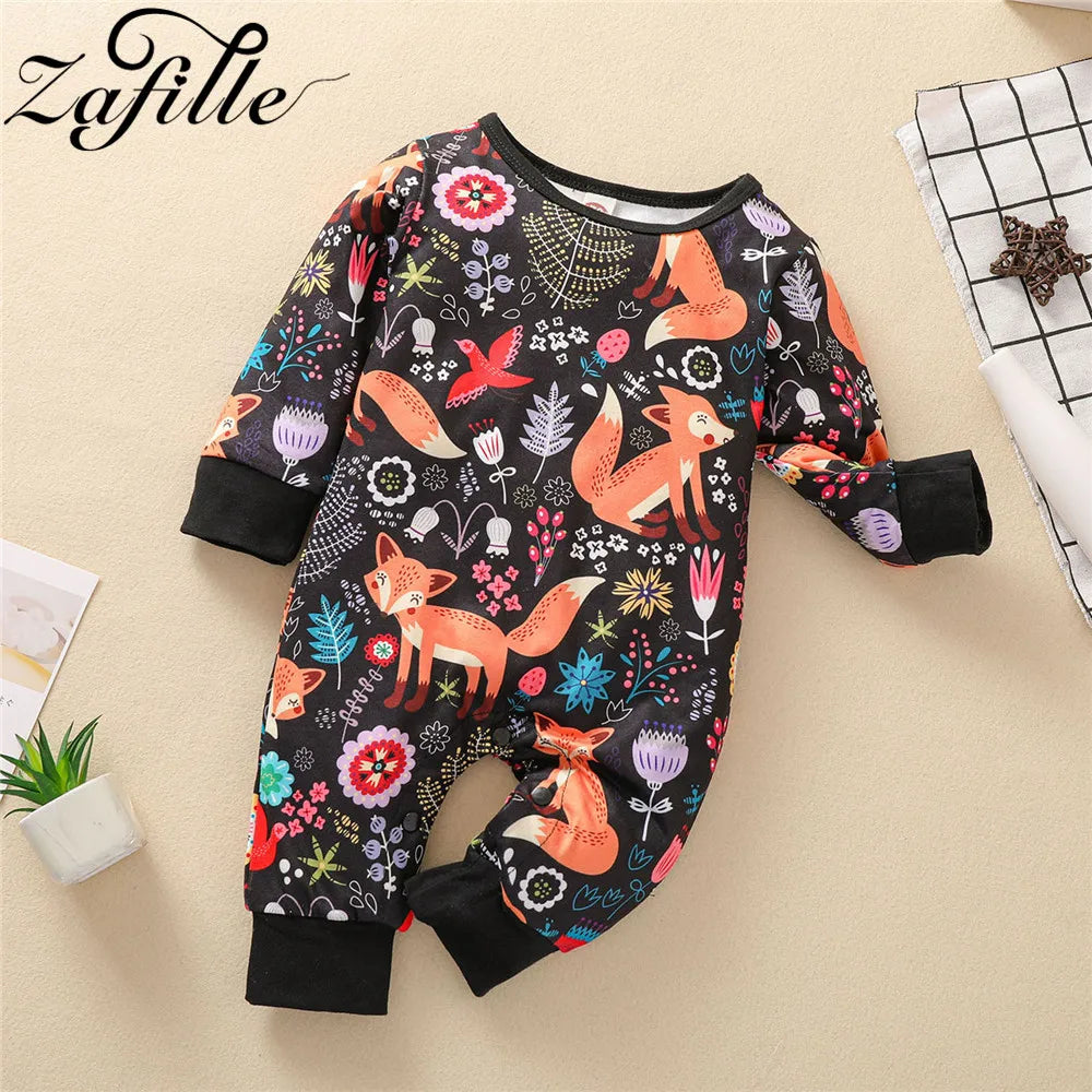 ZAFILLE Cartoon Elephant Baby Romper For Newborns Sleepwear Long Sleeve Kids Boys Crawlers Spring Children's Overalls Boys Wear