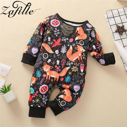 ZAFILLE Cartoon Elephant Baby Romper For Newborns Sleepwear Long Sleeve Kids Boys Crawlers Spring Children's Overalls Boys Wear