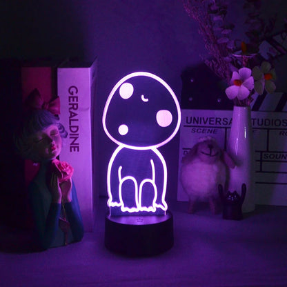 Anime Princess Mononoke Hime Figure Kodama 3D Lamps LED Neon Night Lights Lovely Gifts RGB Bedroom Bedside Table Desk Decoration