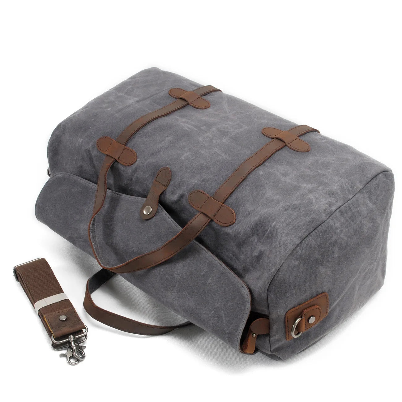 MUCHUAN Vintage Pure Cotton Canvas Leather Travel Duffle Bags Large Capacity Weekend Bag Overnight Bag Men Hand Luggage Big