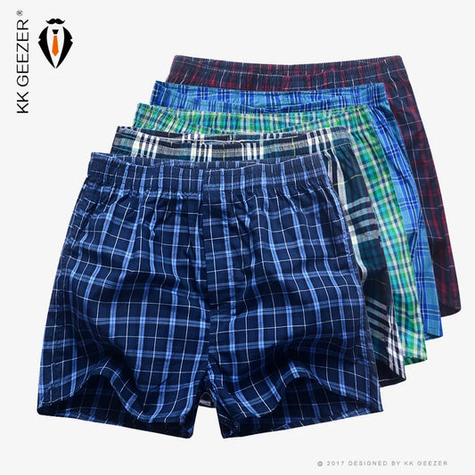 5 Pcs/Lot Mens Underpants Boxers Plaid Shorts 100% Cotton Fashion Underwear Soft Boxer Male Panties Comfortable Breathable