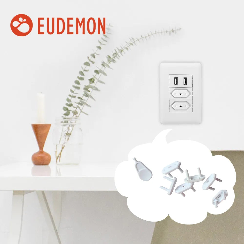 EUDEMON 20pcs Chile/Brazil Power Socket Outlet Plug Protective ABS Cover Anti Electric Baby Safety Protector double security