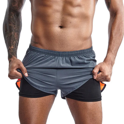 2 In 1 Short Deportivo Hombre Men Gym Sports Shorts Male Sports Wear Fitness Trunks Marathon Training Shorts Short Running Men