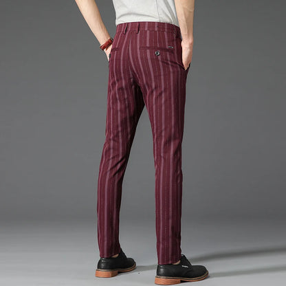 5 Colors Formal Dress Pants Men Fashion Office Trousers Man Stretch Striped Wedding Business Cotton Black Pant for Male 30-38