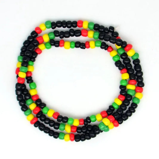 10Set Red Yellow Green Black Glass Seed Beads Necklace and Bracelet Jewelry Rasta Reggae Punk Hiphop  Elastic Stretch Fashion