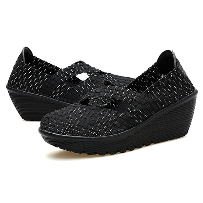 New spring women platform shoes women slip on casual hand made breathable woven shoes wedge sandals shoes women footwear shoes