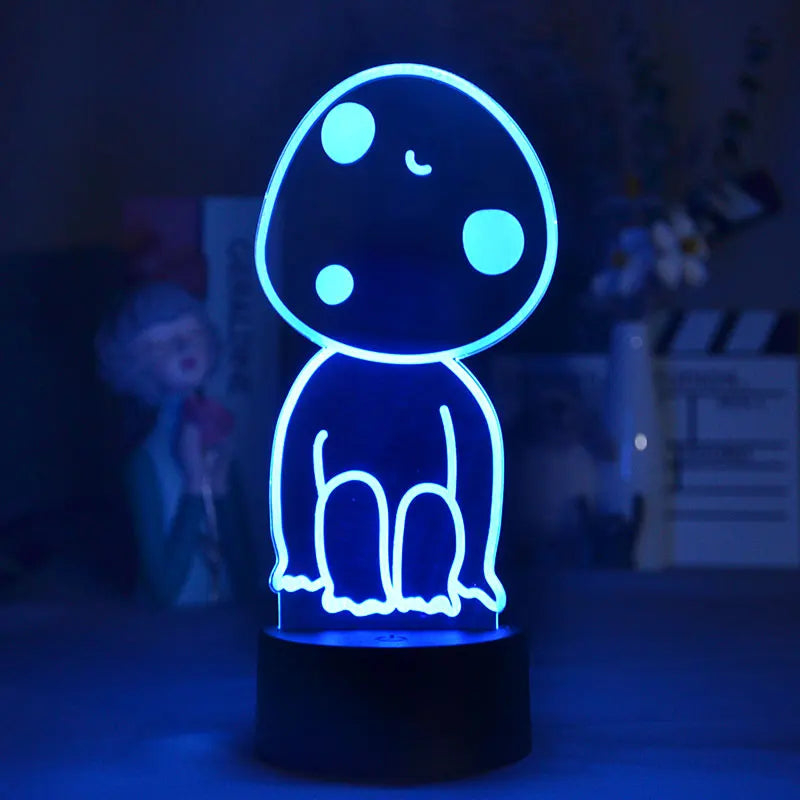 Anime Princess Mononoke Hime Figure Kodama 3D Lamps LED Neon Night Lights Lovely Gifts RGB Bedroom Bedside Table Desk Decoration