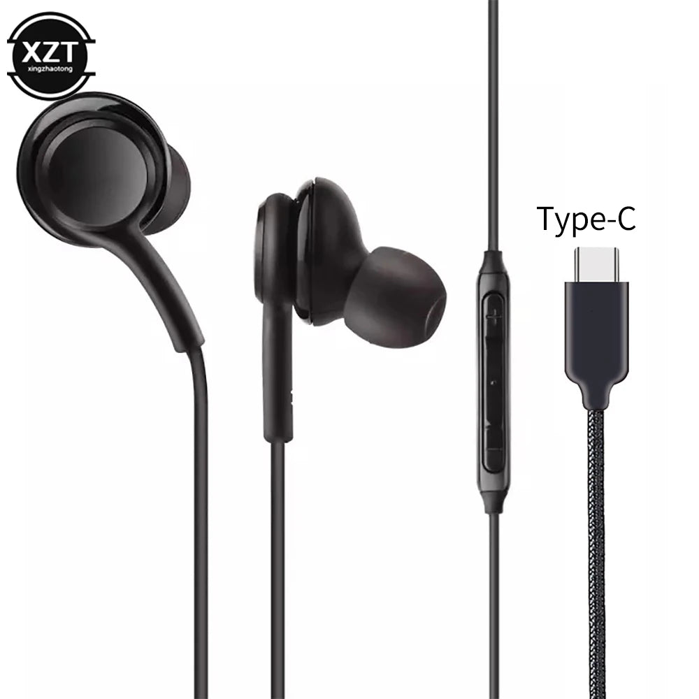 for Samsung Type C Earphone USB-C Jack Headset Earpiece Mic Volume Control In-ear Wired for Galaxy A8S Note 10 for Huawei