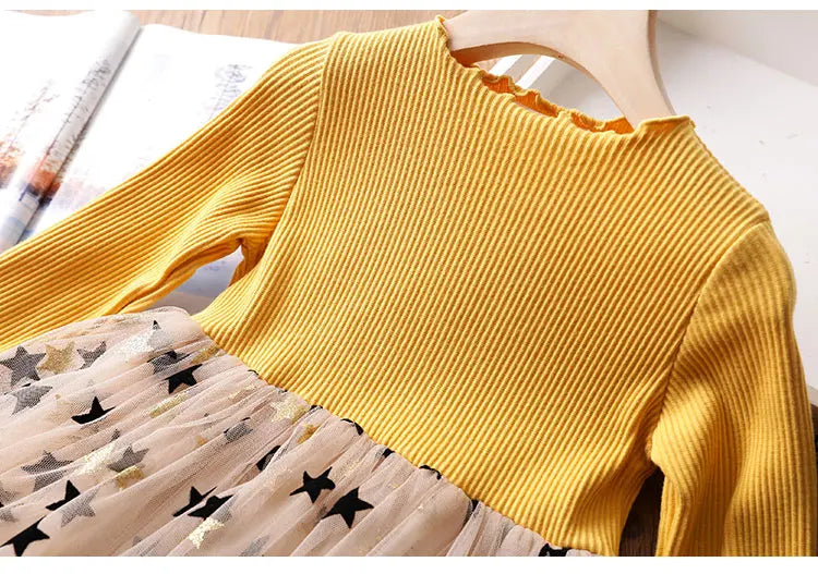 Girls Autunm Winter Long Sleeve Dress Kids Wedding Birthday Party Tutu Princess Dresses Children Clothing Casual Wear Vestidos