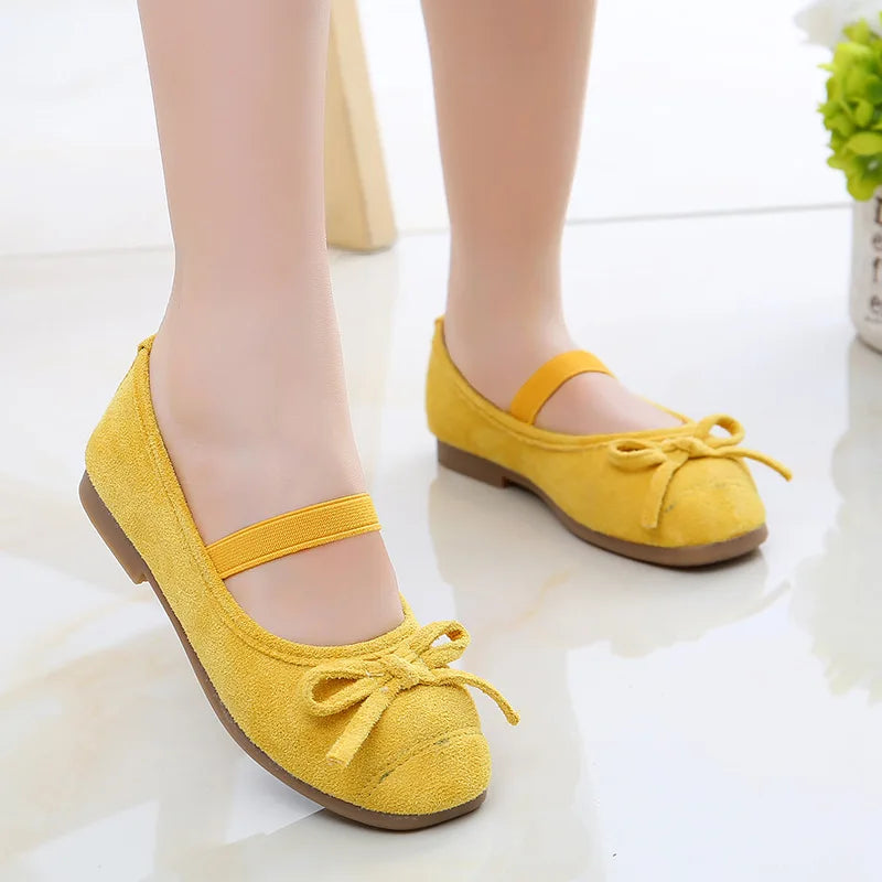 Child Kids Shoes Girls bow-knot princess shoes chaussure fille Soft bottom Girls single shoes 3 4 5 6 7 8 9 10 11 12-15Year Old