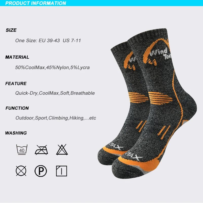3Pairs Men's Coolmax Socks Men Outdoor Sock Hiking Quick-Drying sport socks Winter Thick Thermal for men women running trekking