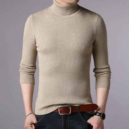 Hot 2023 New Autumn Winter Brand  Men black Turtleneck Slim Fit Winter Pullover Men Solid Breathable Color Knitted Sweater Men