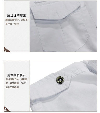 2023 New Double Pockets Men Dress Military Shirts Cotton Male Clothes Casual Slim Fit Shirts Men Camisa Masculina AYG82