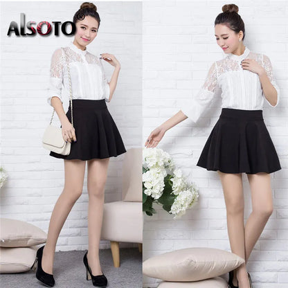 Summer 2023 Women Skirt Elastic Faldas Ladies Midi Skirts Pleated Black Sexy Stripe Girl Mini Short School Skirts saia feminina