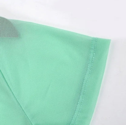 Women Semi-transparent Mesh Crop Tops Girl Short Sleeve T Shirts Large Elastic Cropped Tees For Girls