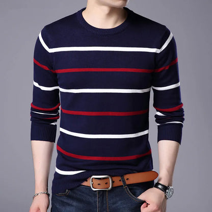 2022 New Pullover Men Brand Clothing Autumn Winter Wool Round Collar Slim fit Sweater Men Casual Striped Pull Jumper Men