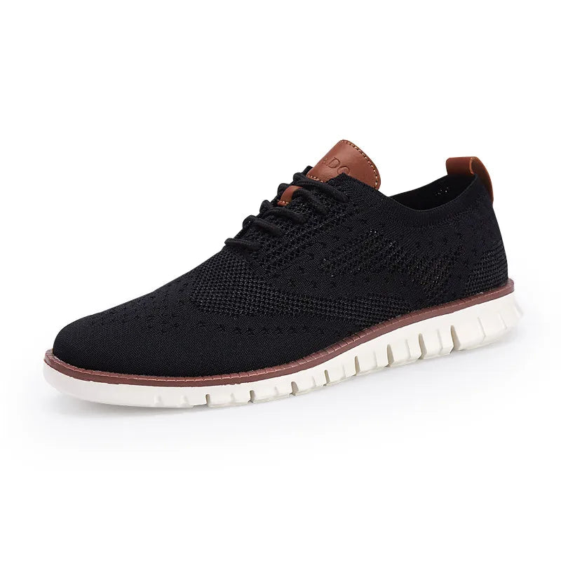 New Casual Knitted Mesh Mens Shoes Solid Shallow Lace Up Lightweight Soft Men Sneakers Shoes Breathable Man Footwear Flats