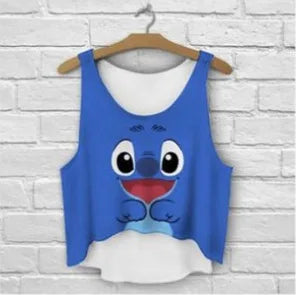 ZHBSLWT multicolor T-Shirts 3D Print women tank tops & camis printed sleeveless vest girls summer short crop tops irregular