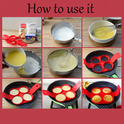 Fried Egg Pancake Maker Nonstick Cooking Tool Round Heart Pancake Maker Egg Cooker Pan Flip Eggs Mold Kitchen Baking Accessories
