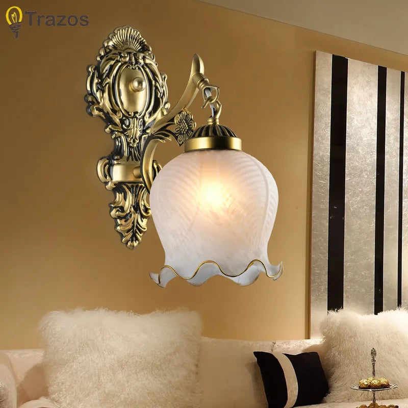 Retro Led Wall Lamps For Bedroom Bedside Dining Room Living Room Decor Light Glass Shade Modern Hotel Corridor Stairs Wall Light
