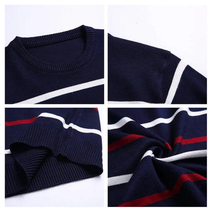 2022 New Pullover Men Brand Clothing Autumn Winter Wool Round Collar Slim fit Sweater Men Casual Striped Pull Jumper Men