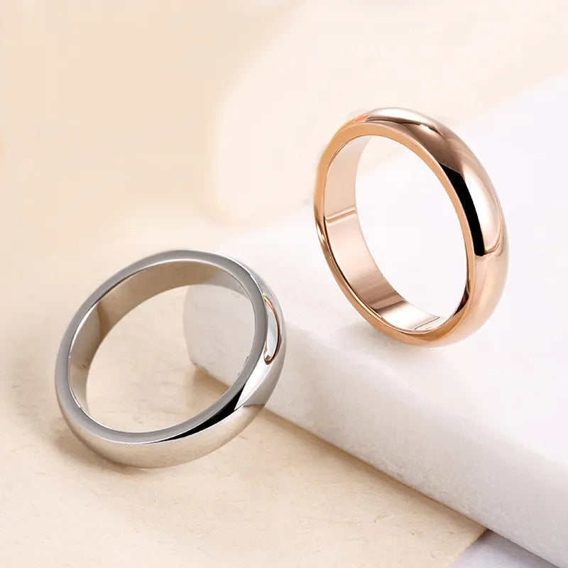 ZMZY Simple Smooth Stainless Steel Rings Engagement Couples Ring Fashion Jewelry Womens Accessories Anillos Gift Femme 4MM