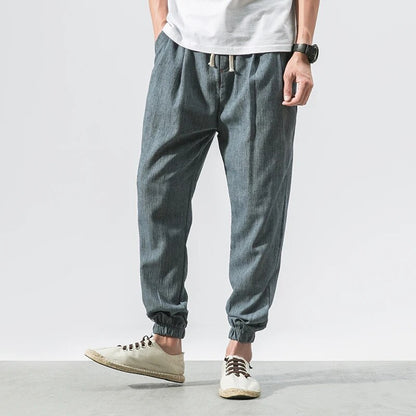 Summer Cotton Linen Harem Men Pants Chinese Style Joggers Men Casual Lightweight Ankle-length Male Trousers Sweatpants