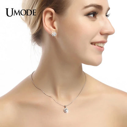 UMODE Hearts & Arrows Cut 0.6 Carat Top Quality AAA+ CZ Cubic Zirconia Round Pendant Necklace UN0012