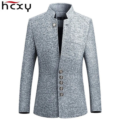 HCXY  Blazer Men 2021 spring New Chinese style  Business Casual Stand Collar Male Blazer Slim Fit Mens Blazer Jacket  Size M-5XL